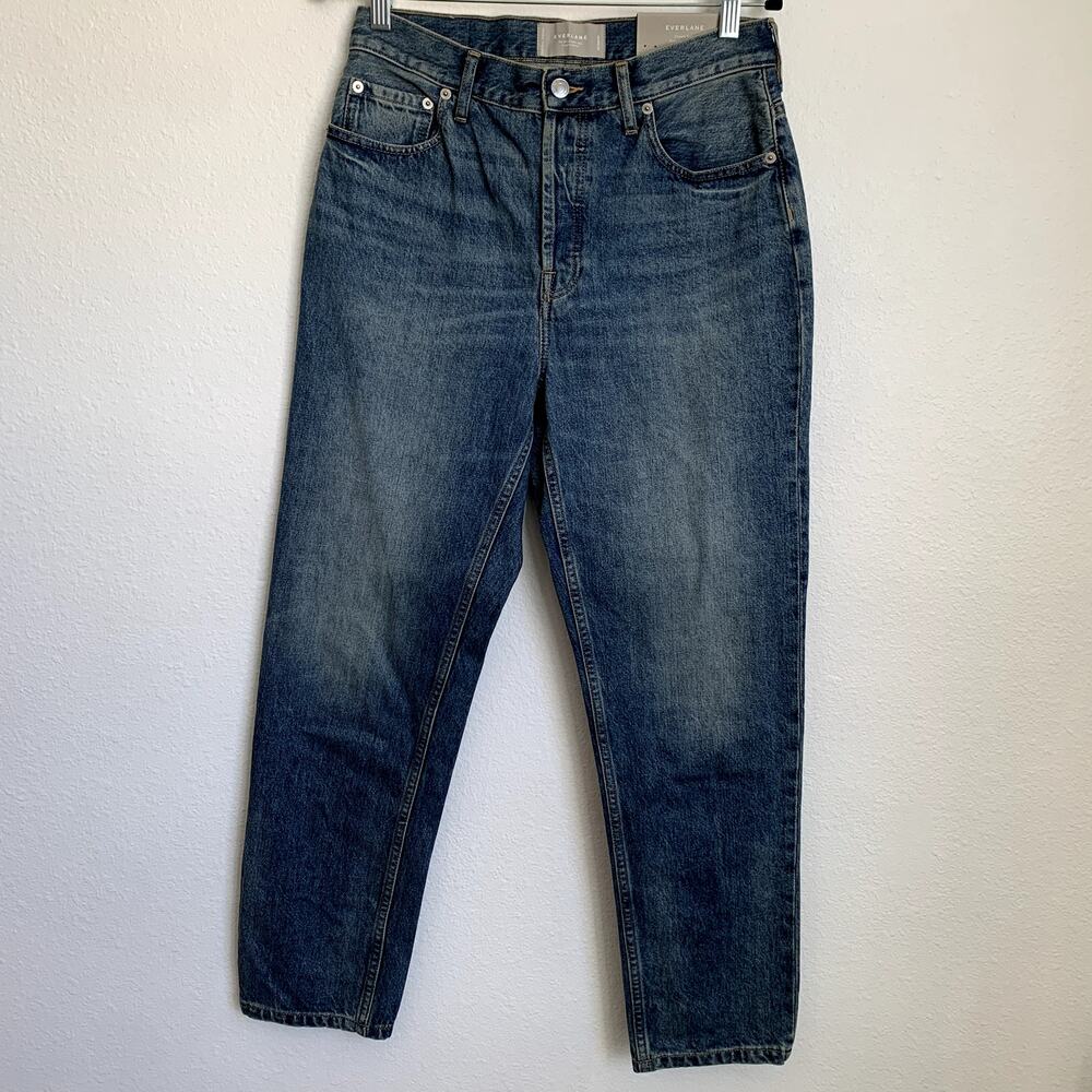 Everlane Straight Leg Jeans in Medium Wash Blue